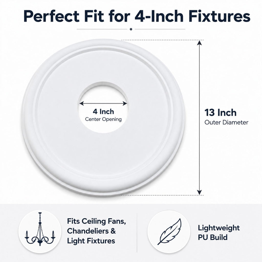 13 Inch Ceiling Medallion White PU Fan Trim Ring