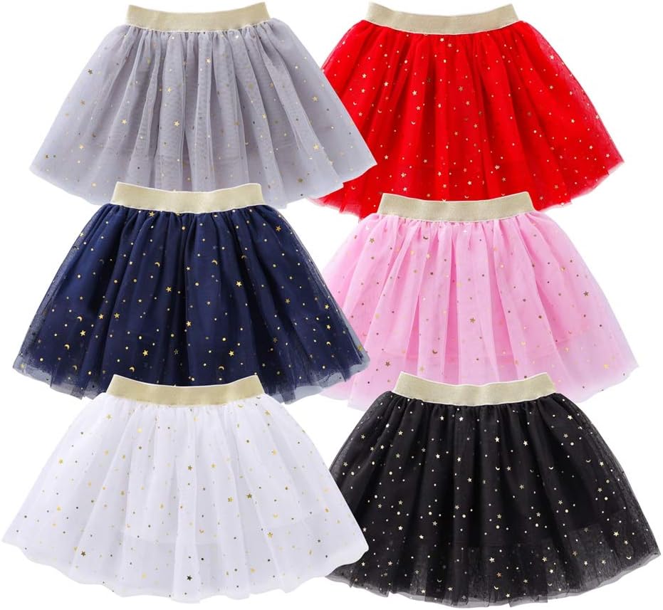 Toddlers Girls Sparkle Tulle Tutu Skirt with Sequins Stars Moon Sun