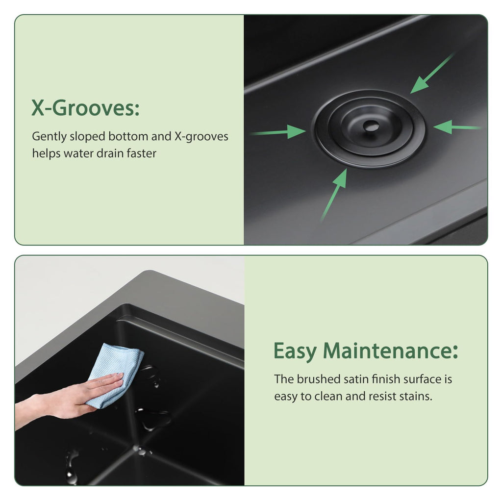 30 Inch Black Drop In Workstation Kitchen Sink with Accessories