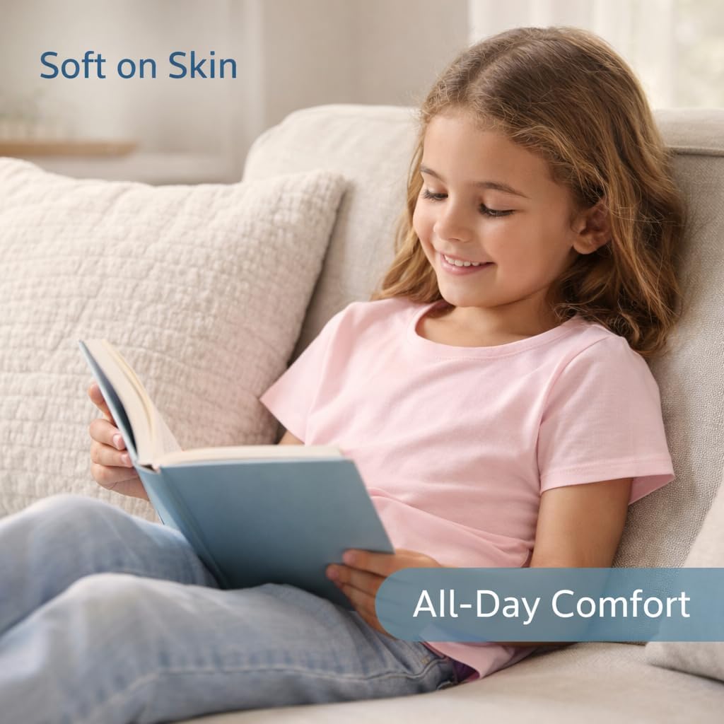 Girls Short Sleeve T-Shirts 5 Pack - Soft Cotton Tees, Breathable Everyday Tops, Tagless Comfort.
