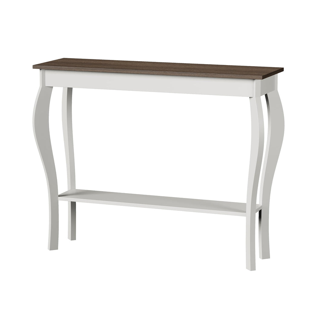 39" Narrow Farmhouse Entryway Table with Storage Shelf, Soft White