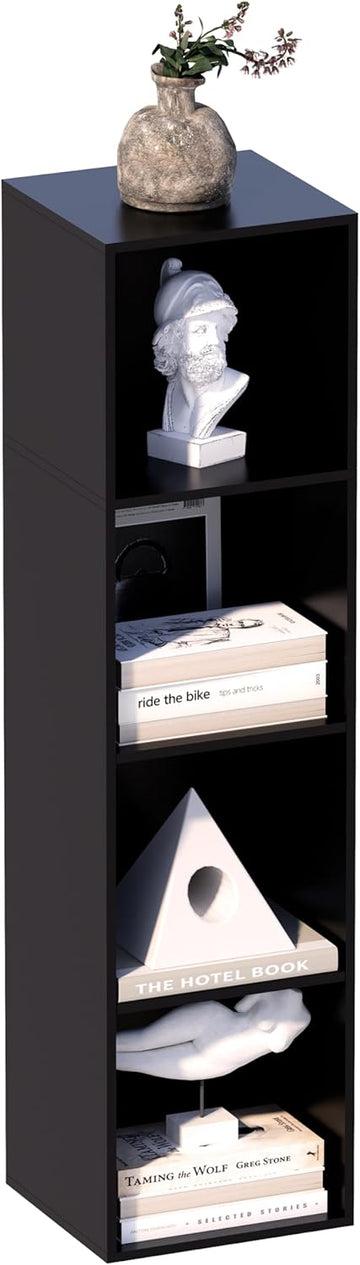 4 Cube Storage Organizer, 4 Tier Cube Low Bookcase Freestanding Storage Display Organizer