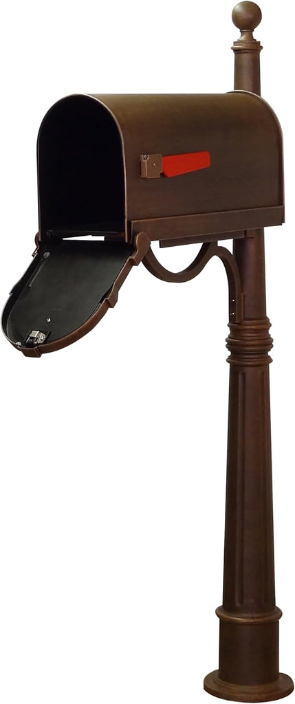 Savannah Curbside Mailbox with Ashland Post - Copper Mailbox with Aluminum Post
