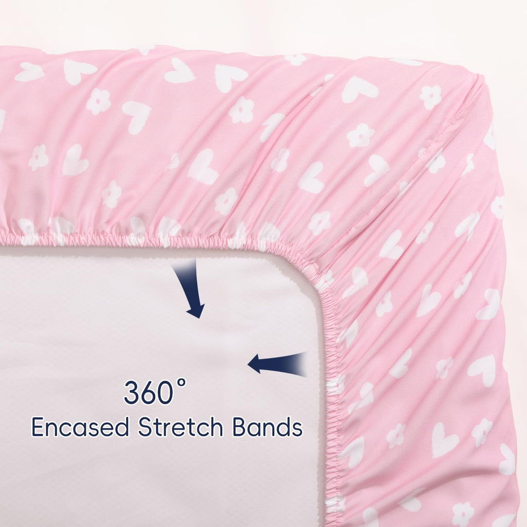 3 Pack Soft Mini Crib Sheets, Butterfly Pack N Play Sheets for Baby Girls, No Slip Universal Fit for Pack N Play