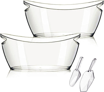 Ice Bucket, 5.5L Acrylic Ice Buckets, Large Beverage Tub for Parties, Mimosa Bar Supplies Beverage Tub - Set of 2