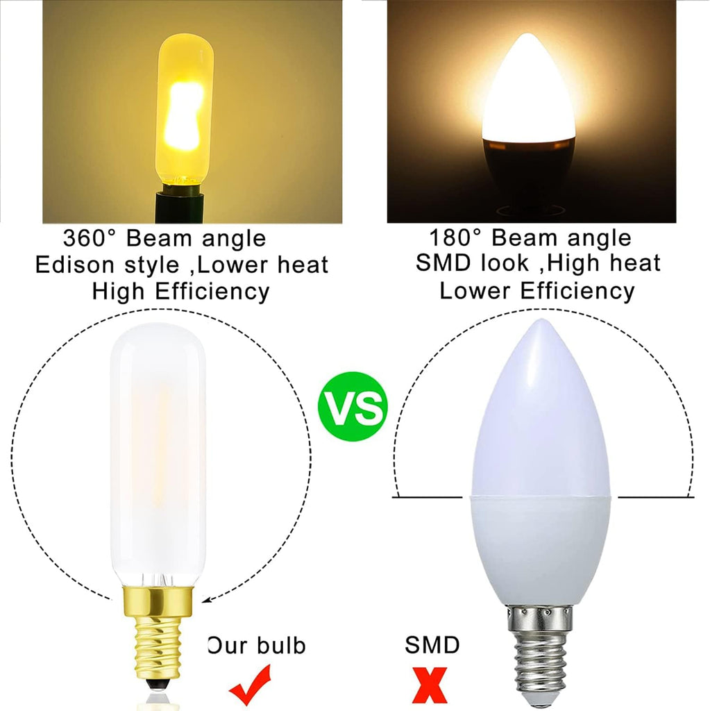 T6 Led Bulb 2W Dimmable E12 Edison Light Bulbs 2700K Warm White T6.5