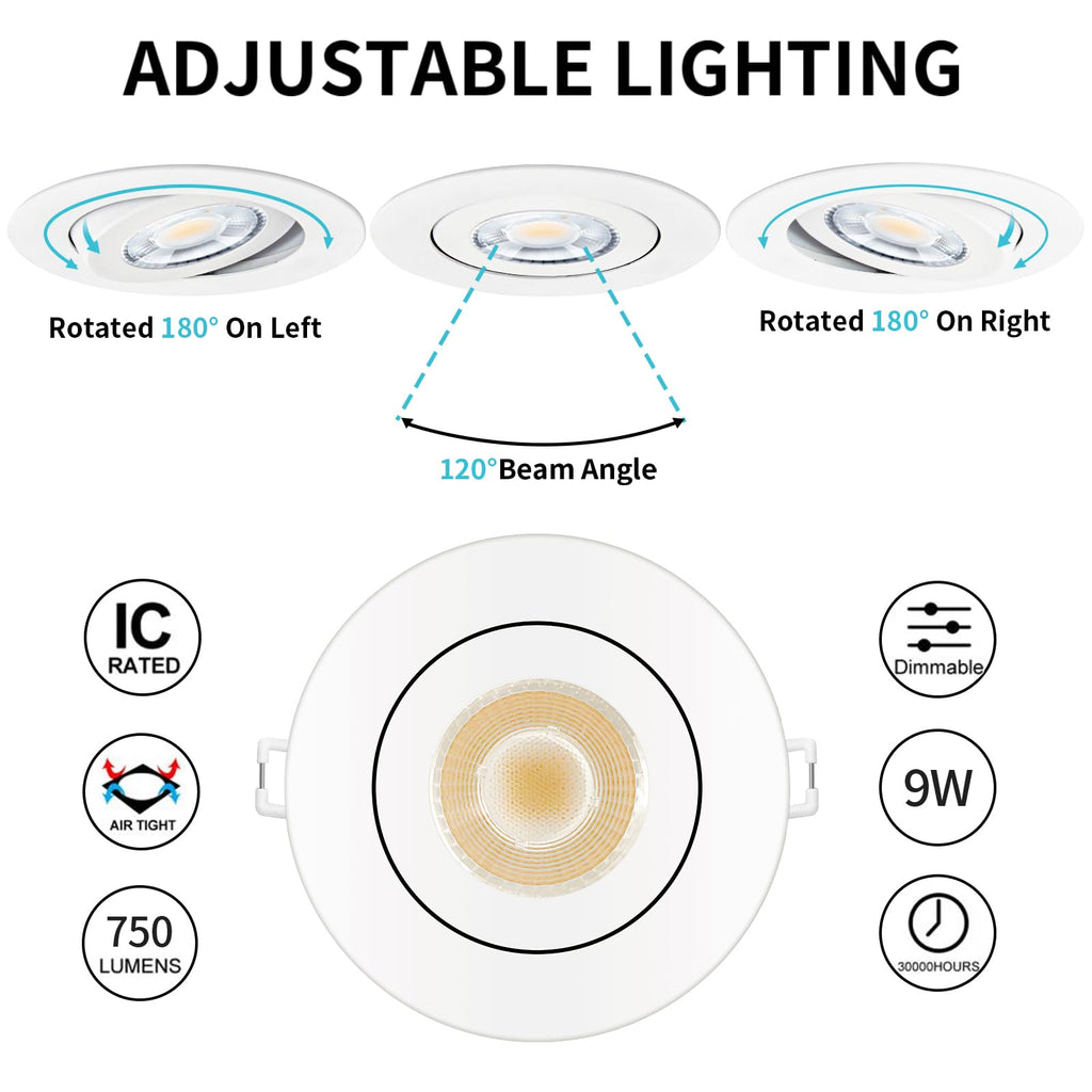 4 Inch Led Recessed Lights Gimbal 4 Pack,5 CCT,Dimmable