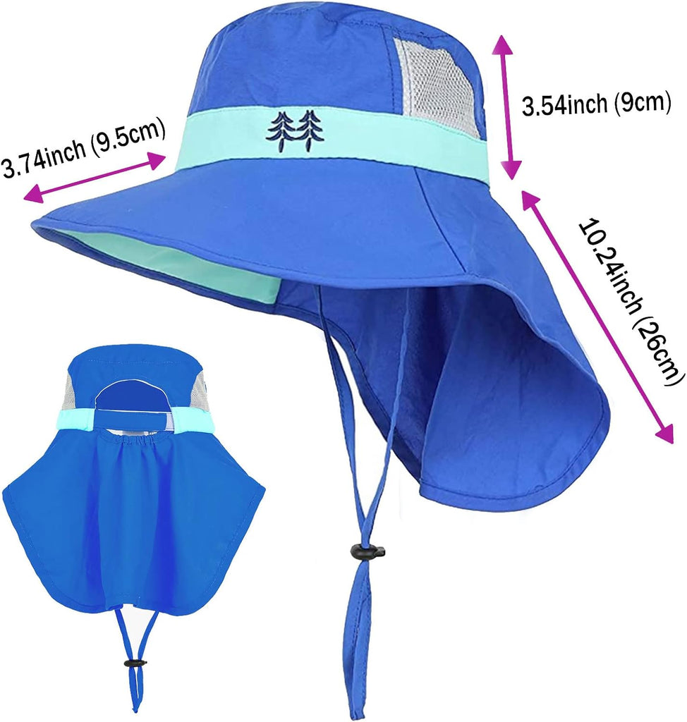 Kids Sun Hats UPF 50+ Sun Protection Hat for Kids with Neck Flap Adjustable Large Brim Beach Fishing Hat -12