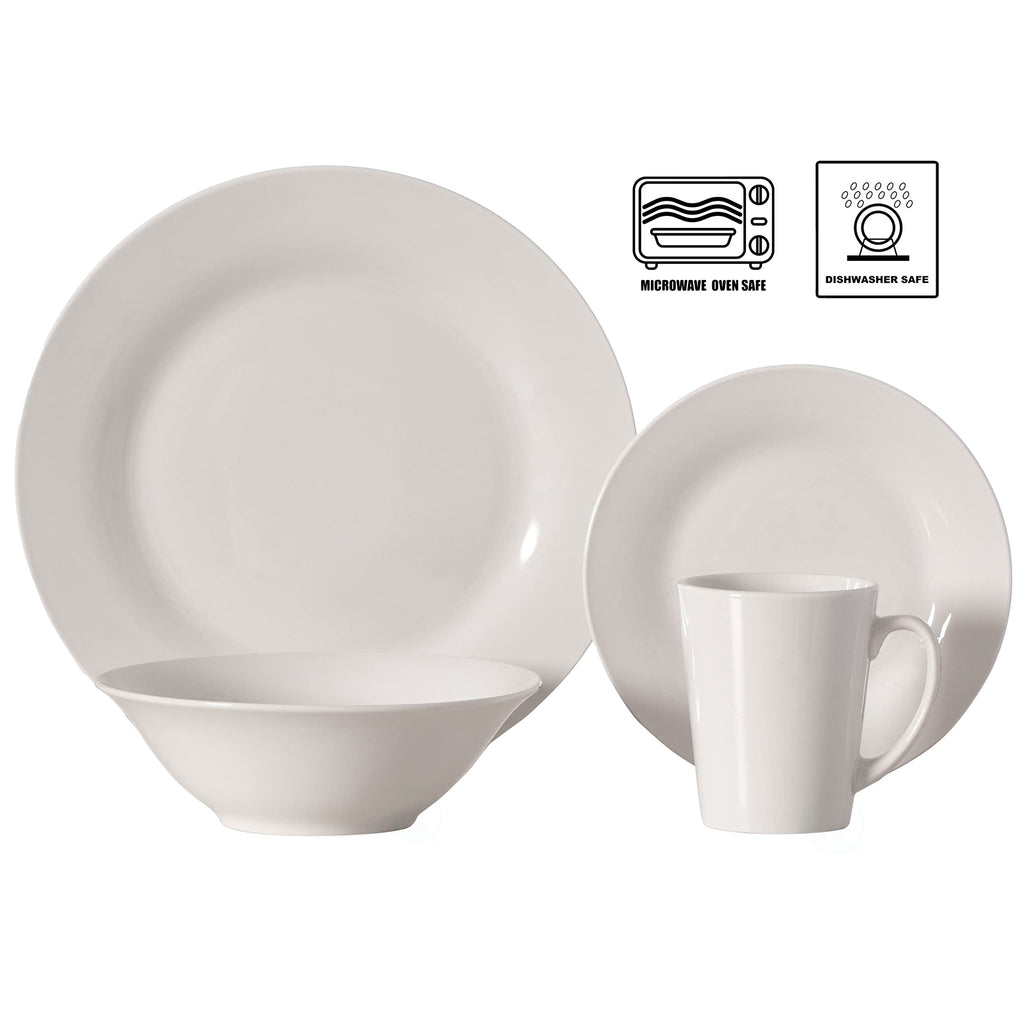 Rimmed Dinnerware Set | Mugs, Salad and Dinner Plates and Bowls Sets, Dishes with Highly Chip and Crack Resistant