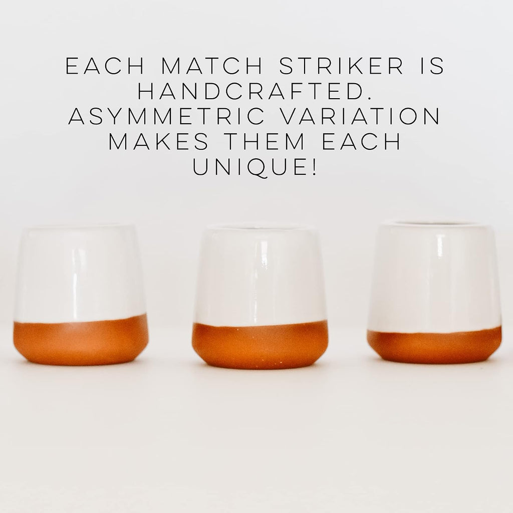 Match Striker Holder - Terracotta Stone Match Cloche - Bathroom Matches, 3.5 x 3.5 x 3.5