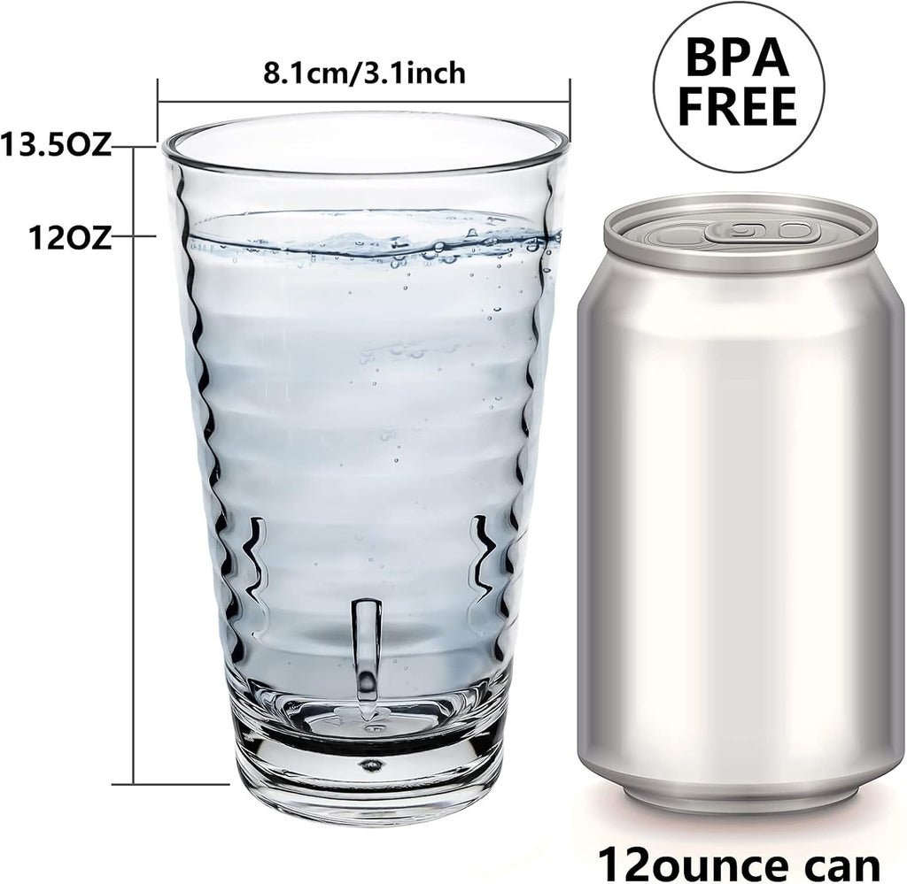 Plastic Tumblers Cups, [UNBREAKABLE Acrylic] Plastic Water Tumbler Drinking Glasses, 13-Ounce Set of 4