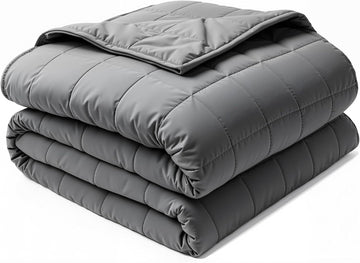 Weighted Blanket for Adults, Cotton Cooling Heavy Blanket with Glass Beads Standard Grid Stitching Soft Cozy Grey