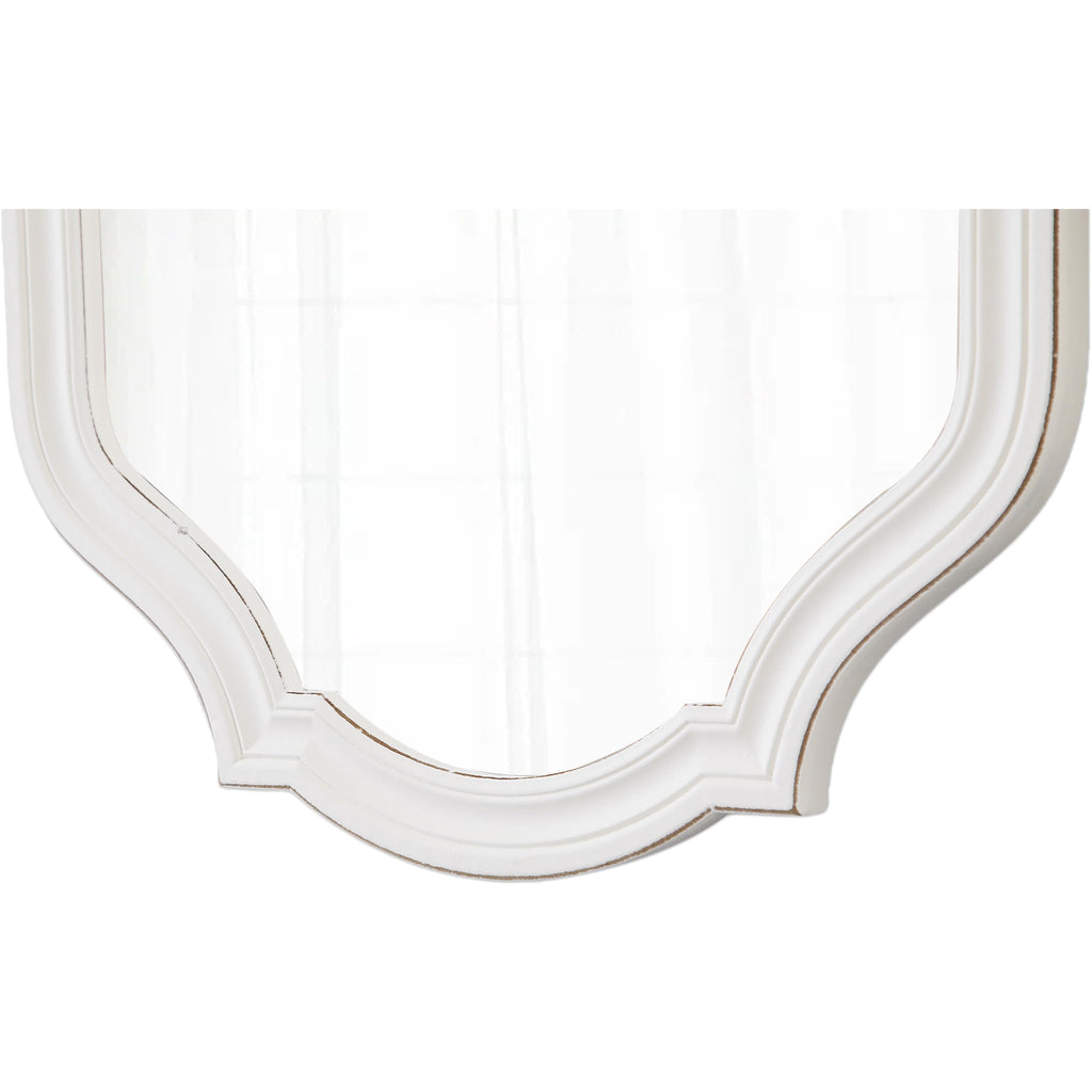 Rustic Scalloped Oval Mirror 28 X 20 Inch, Distressed White