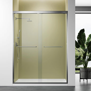 Brushed Nickel 45"-48" W x 72" H Semi-Frameless Glass Shower Door