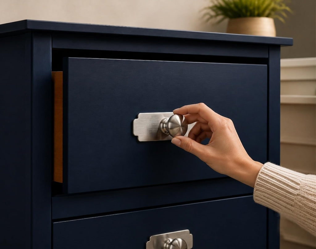 Nickel Rectangle Backplates of Bifold Closet Knobs