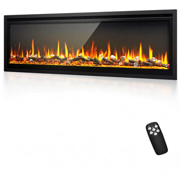 50 Inch Electric Fireplace Recessed Wall Mounted Freestanding