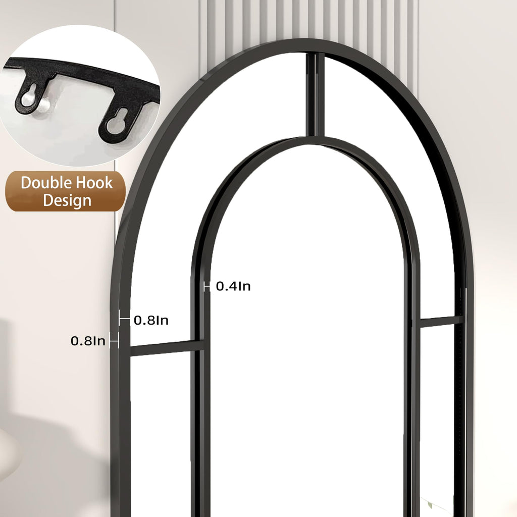 Full Length Mirror, 71"x32" Oversize Body Windowpane Mirror (Black)