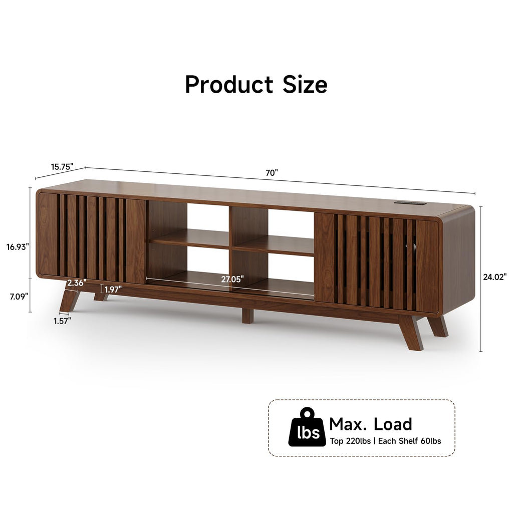 70" TV Stand for TV Up to 85", Mid-Century Modern Television Stand