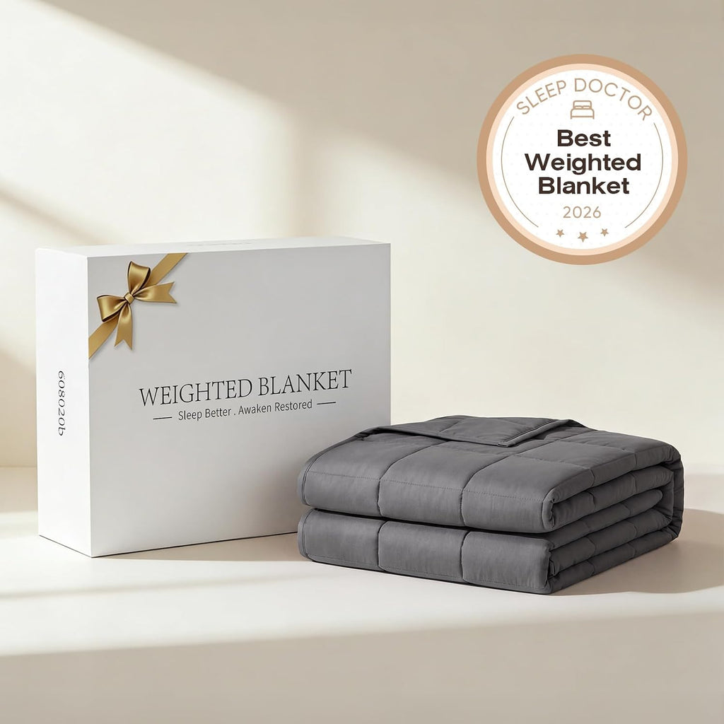 Cooling Weighted Blanket for Adults (10lbs, 48"x72") Heavy Blanket with Premium Glass, Queen Size Perfect for 190-210