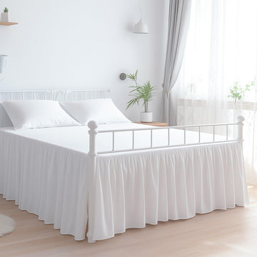 Premium Microfiber Queen Ruffled Bed Skirt, 24" Drop with Split Corners, Soft Wrinkle Free Bedskirt with Platform