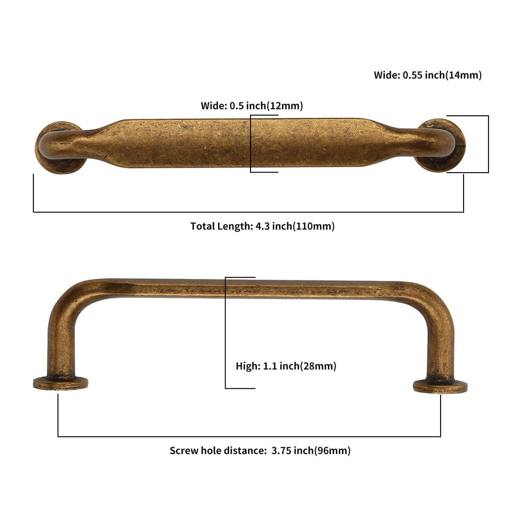 6 Pack 3.75 inch Antique Brass Kitchen Cabinet Handles