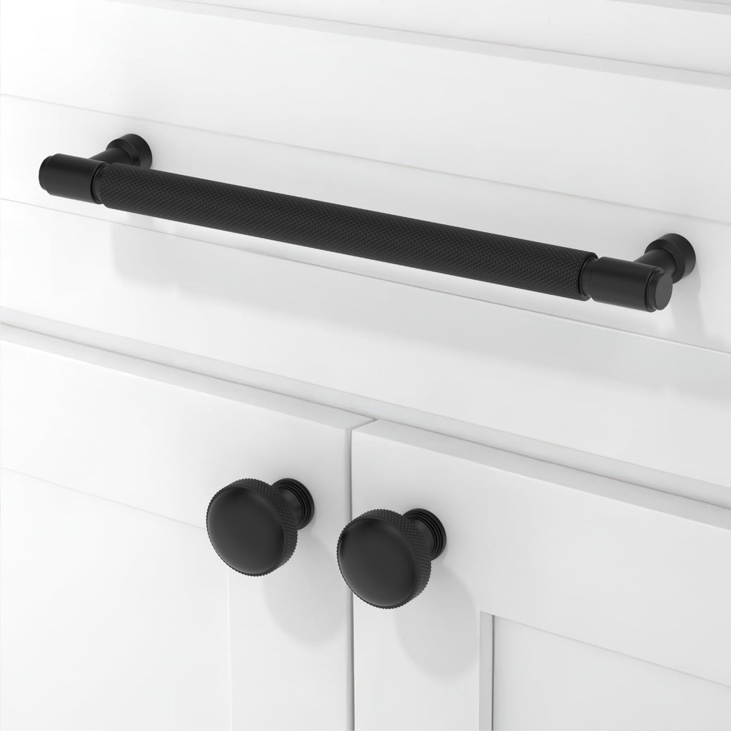10 Pack Matte Black Cabinet Pulls 7 Inch(177mm) Kitchen Cabinet Handles Solid Zinc Alloy Cabinet Hardware Drawer Pulls