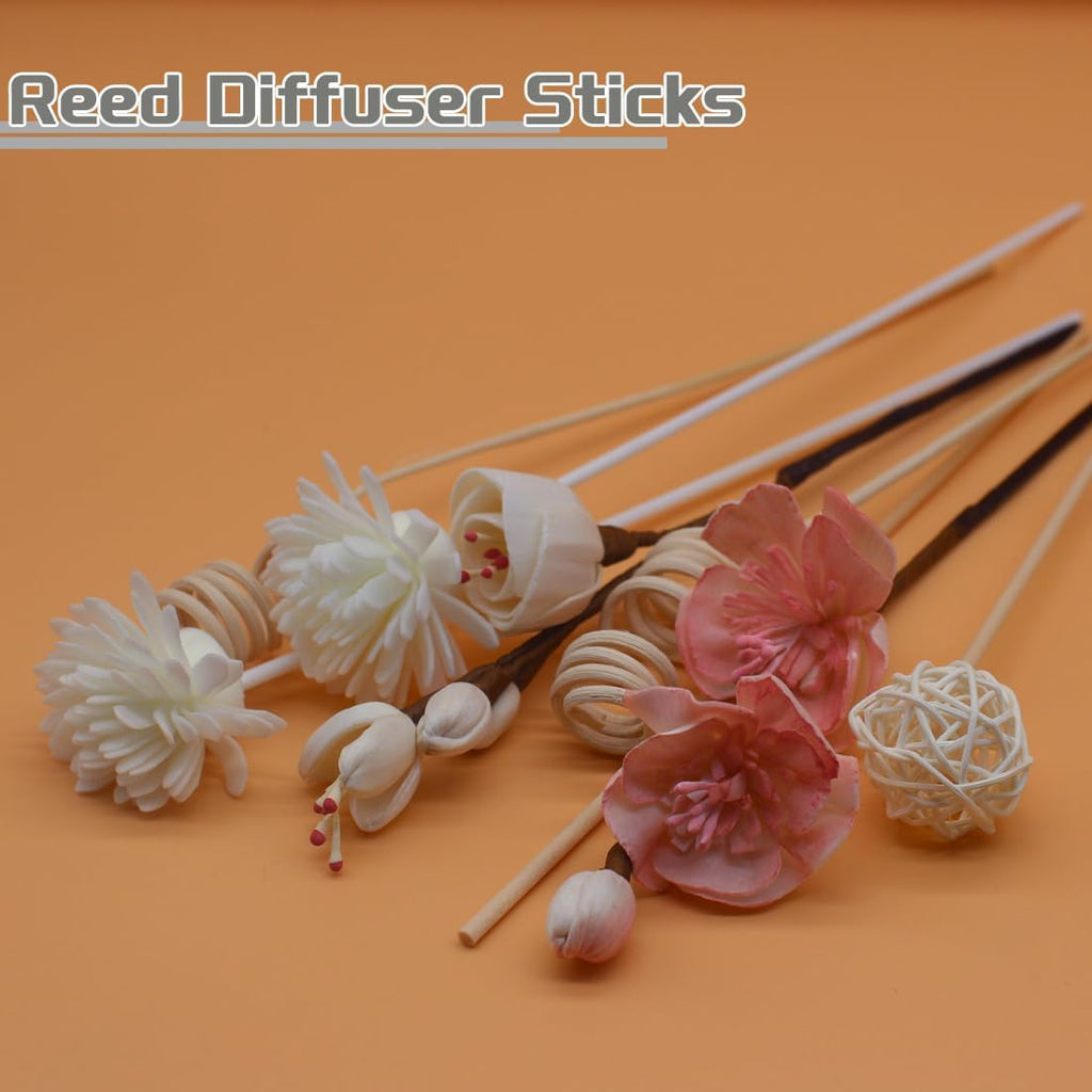 Reed Diffuser Sticks, Natural Rattan Hand Made Flower Reed Fragrance Diffuser Set, Reed Fragrance Diffuser - Set of 16