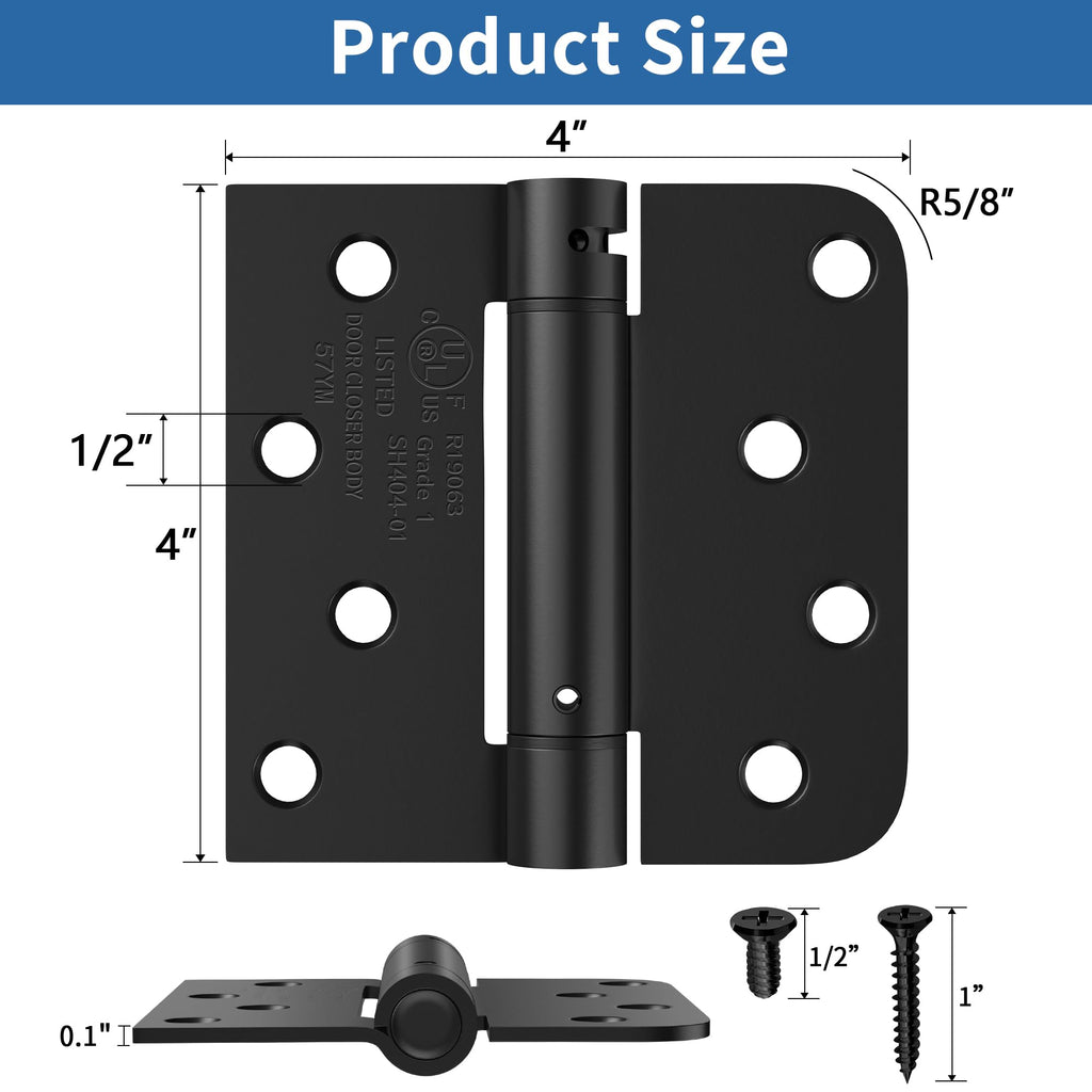 4 Inch Self Closing Door Hinges, Spring Hinges Self Closing Matte Black