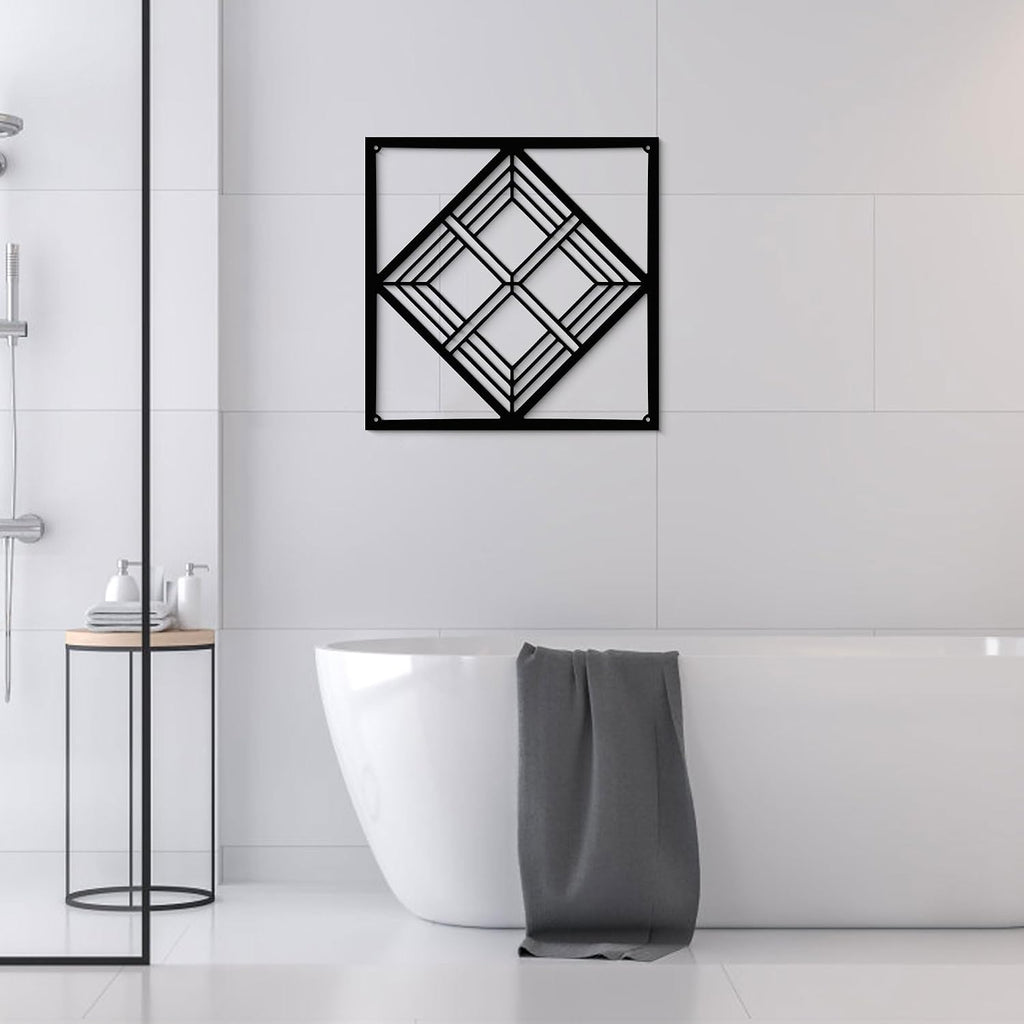 Black Metal Wall Art - Geometry Minimalist 3D Textured Abstract Sculptures Wall Art Office Garden Bedroom Bathroom - Set of 20