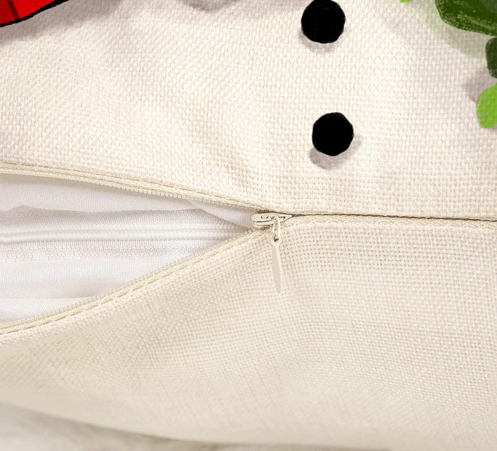 Red Christmas Pillow Covers 18x18 - Farmhouse Decorations With Snowman, Wreath, Santa Claus, Tree - Merry - Set of 4