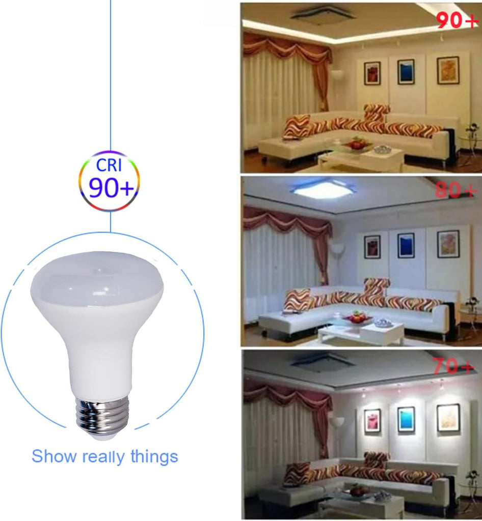 Br20 Smooth LED Light Bulb Warm White,8W (60W Equiv), 3000k,850lm, Dimmable,E26 Based,UL- Listed