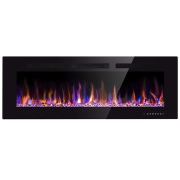 68 inch Electric Fireplace Recessed and Wall Mounted Insert