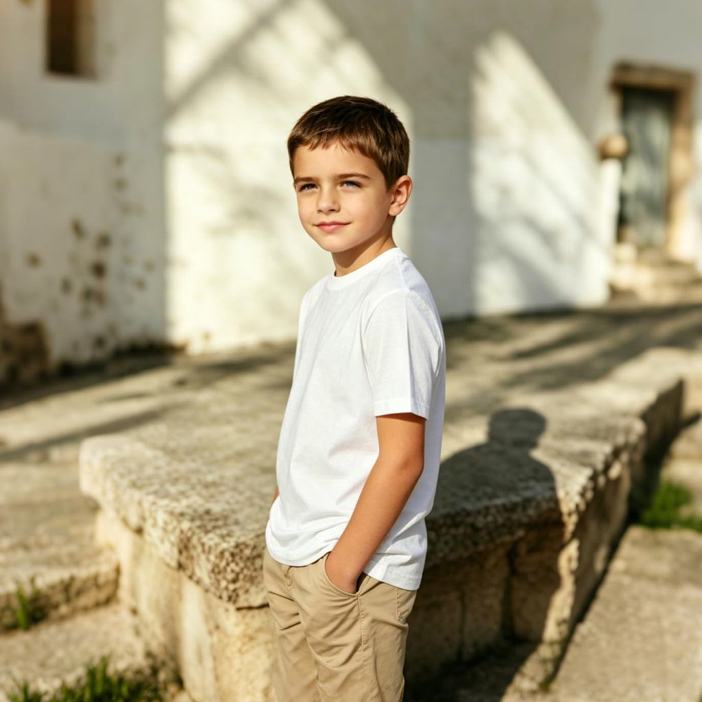 3 Pack Cotton T-Shirt for Kids,Short Sleeve Clothes Undershirts Bulk, Round Neck Tee for Boys and Girls