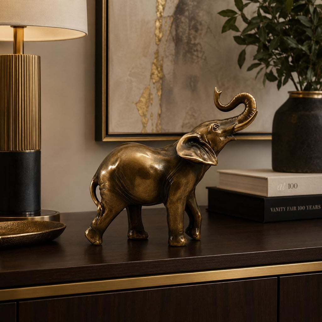 6.77 Inch Elephant Statue, Trunk Up Decor