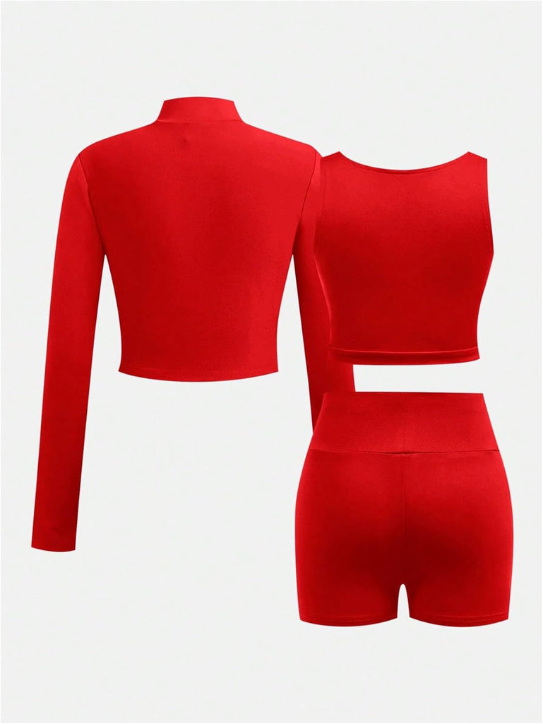 Girl's Workout Sets 3 Piece Outfits Gym Yoga Athletic Tracksuit