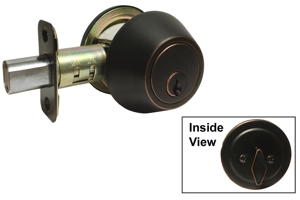 Dark Oil Rubbed Bronze Entry Entrance Oval Egg Shaped Knob Handle with Matching Single Cylinder Deadbolt Combo Combo