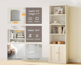 Bookshelf and Bookcase with Doors, Floor Standing 6-Tier Shelf Display Storage Shelves, Tall Bookcases, White