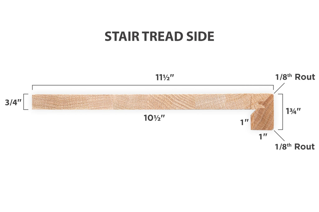 Red Oak Stair Tread Cap Kit with Riser, Tread Return, and Corner Trim, Universal Fit
