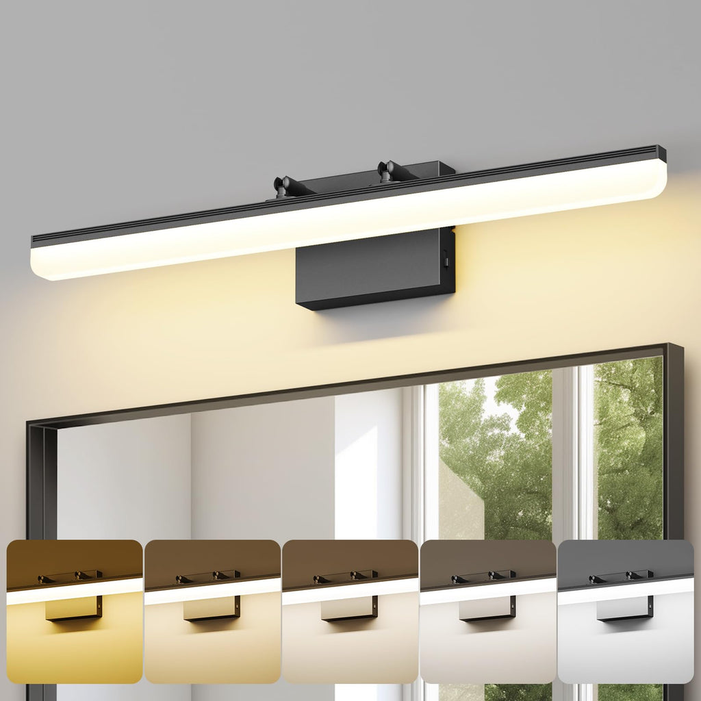 Black Vanity Light 24", 18W LED Bathroom Light Bar with 5CCT, Adjustable Angle & ETL Dimmable Driver - Modern