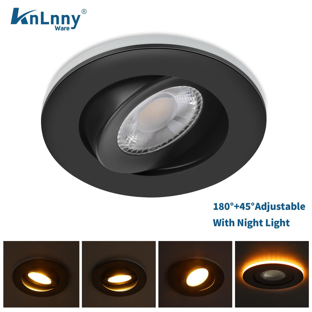Black Led Recessed Lights 4 in 1 Pk with Nightlight,Dimmable