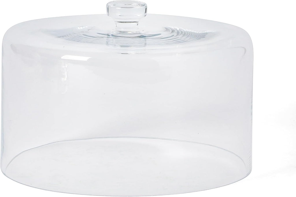 Watercrest Glass Cake Stand with Dome, 10.2 Inch Clear Footed Pedestal Cake Stand with Glass Lid Cover, Handmade