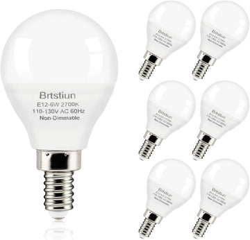 E12 Candelabra LED Ceiling Fan Light Bulbs 2700K Warm White 6 Pack