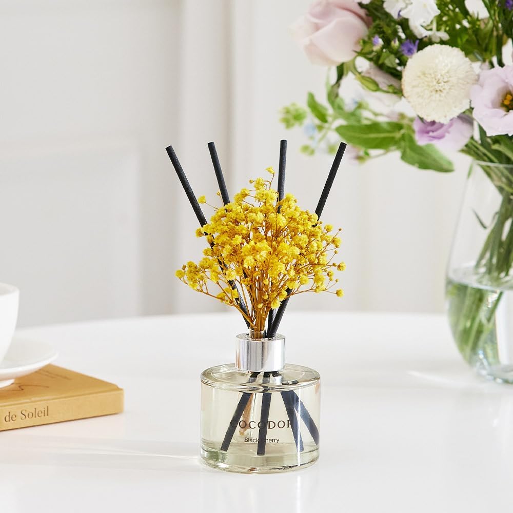Flower Reed Diffuser Set / 6.7oz / Cashmere Vanilla/Scent Diffuser with Sticks Home Fragrance Reed Diffuser