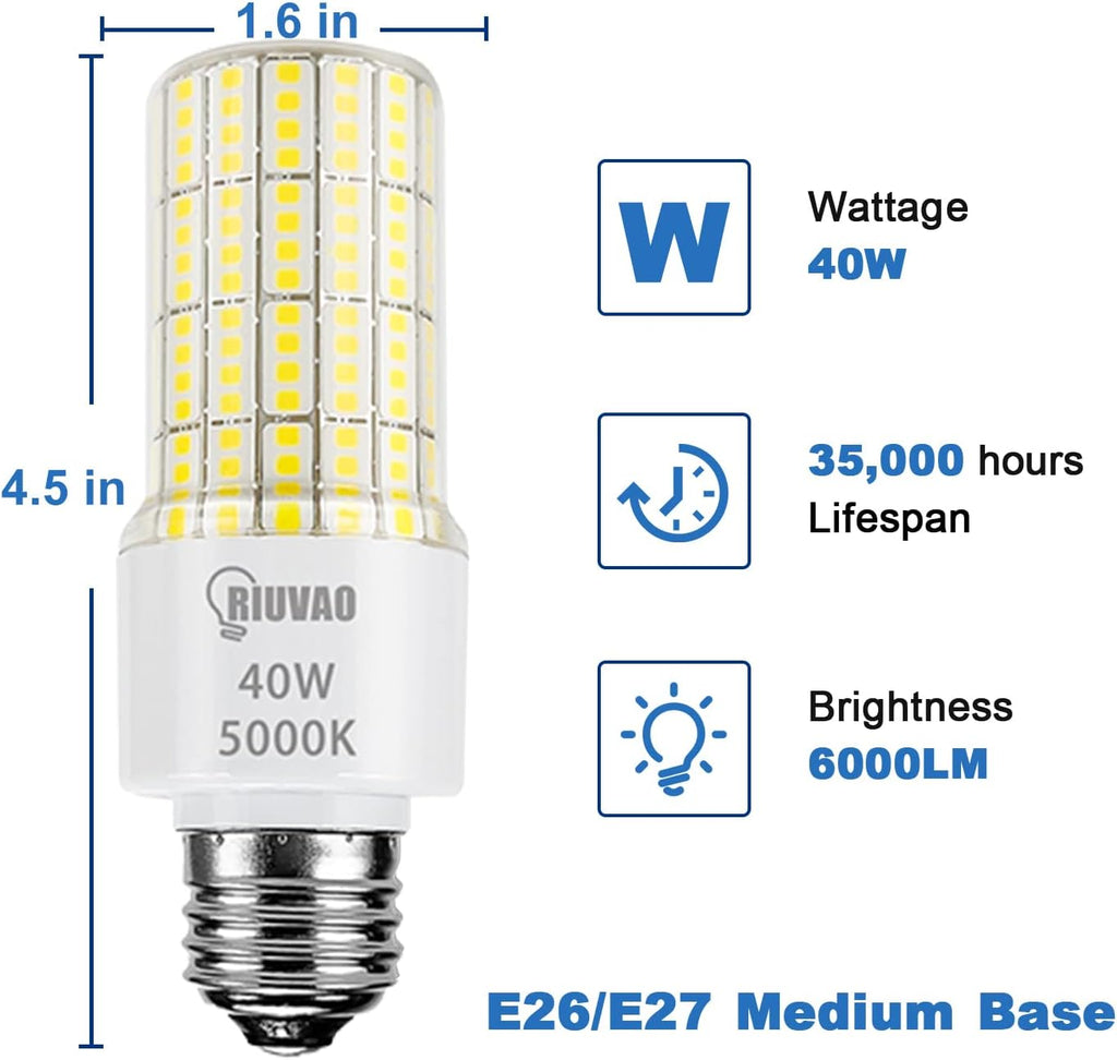 Led Light Bulbs 300W Equivalent Super Bright 5000Lm 5000K Cool Daylight White Led Bulb E26/E27 Medium Base 40w