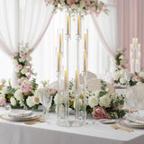 10PCS 8 Arm Acrylic Candelabra Candle Holder,Tall Clear Candlestick Holders with Shade for Tables Party Grand Event