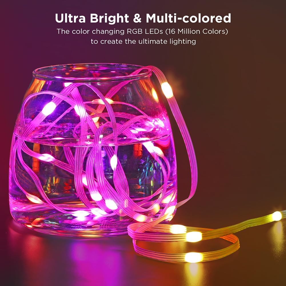 100ft Color Changing Christmas String Lights, 300 LED Twinkle Fairy Lights String Waterproof, 200+ Scene Modes, Smart