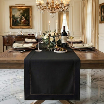 Signature LinenTM by D'Moksha, Natural Table Runner 108 Inches Long, 100% Pure Linen, Hemstitch, 14 x 108 Inch Table