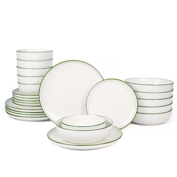 24-Piece Porcelain Dinnerware Set for 6, White Stoneware Plates and Bowls Sets, Ceramic Dish Set, Dinner & Dining