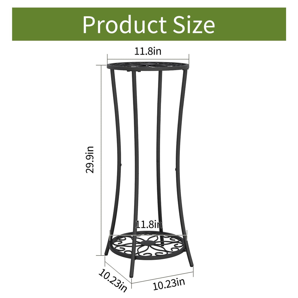 Plant Stand Indoor Outdoor, 2 Tier Metal Potted Holder Rack, Flower Pot Stand Shelf, Heavy Duty Round Supports Rack