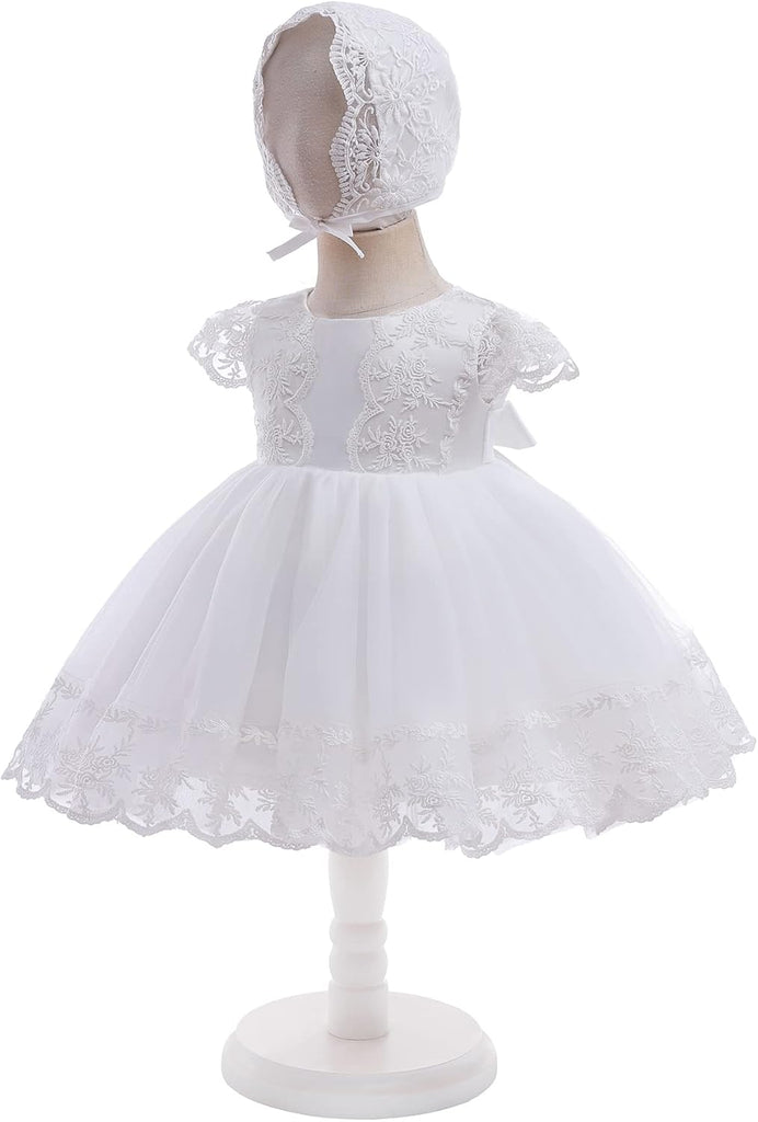 Baby Girl Baptism Dress 3PCS Infant Embroidered Christening Formal Gowns Outfit for Party Wedding